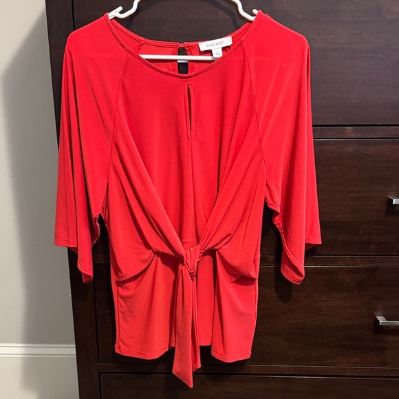 Nine West Orange Tie Front Top in Large - Picture 2 of 5